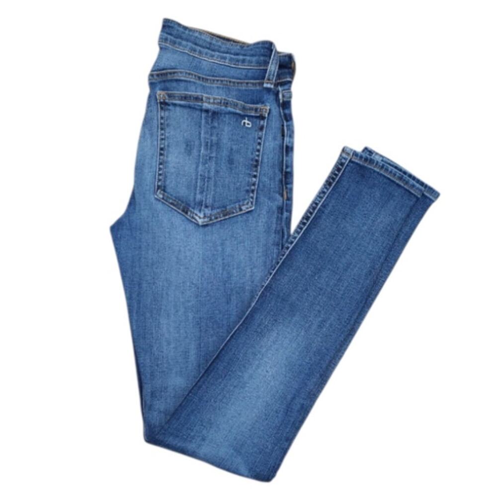 Rag & Bone Cate Mid Rise Skinny Jeans Sz 25 Blue Wash Stretch Designer Casual